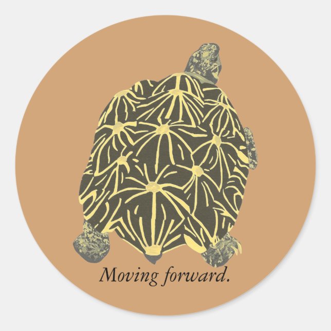 Pegatina Redonda Star Tortoise, pintura sobre pegatinas de afirmaci (Anverso)