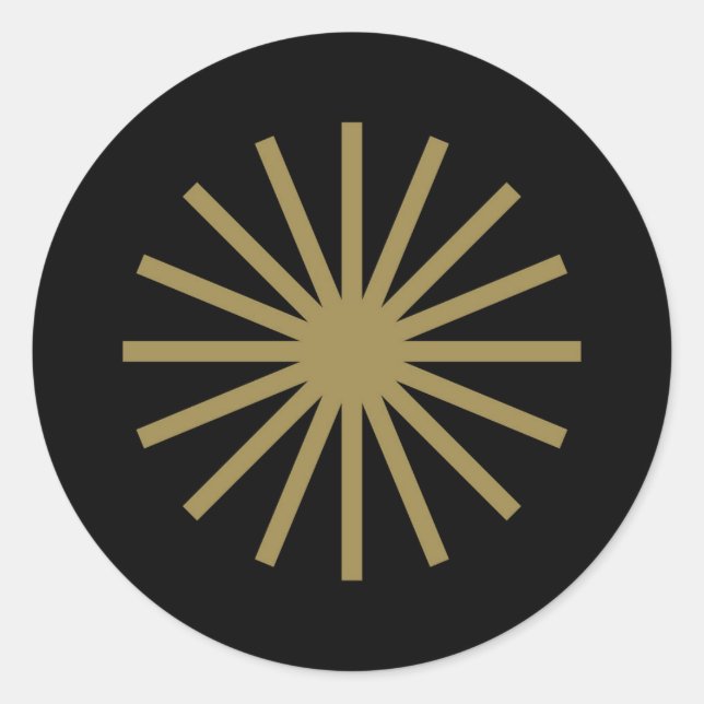 Pegatina Redonda Starburst Black and Gold (Anverso)