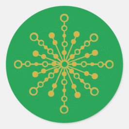 Pegatina Redonda Starburst Retro Atomic MidCentury Mod Red & Gold