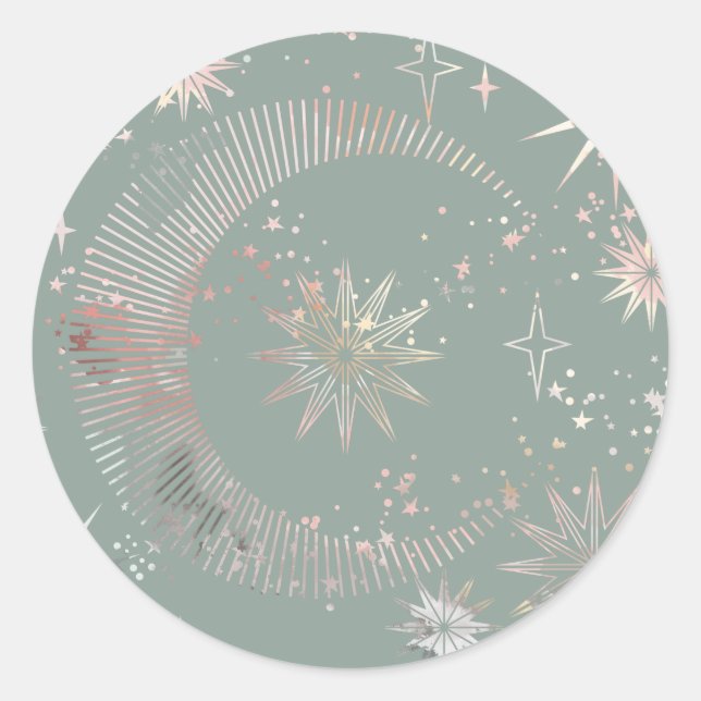Pegatina Redonda Starburst verde (Anverso)