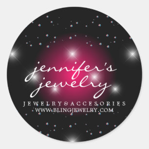Pegatina Redonda Stardust Bling Gemas rosados diamantes perlas lux