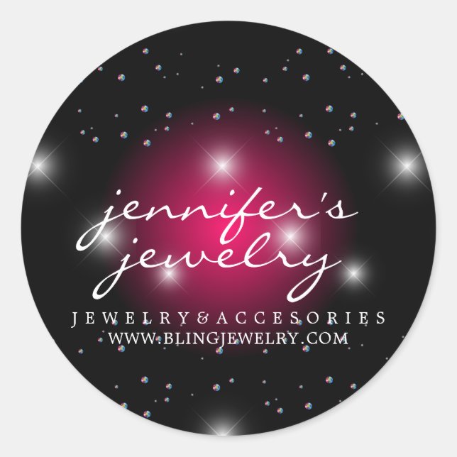 Pegatina Redonda Stardust Bling Gemas rosados diamantes perlas lux (Anverso)