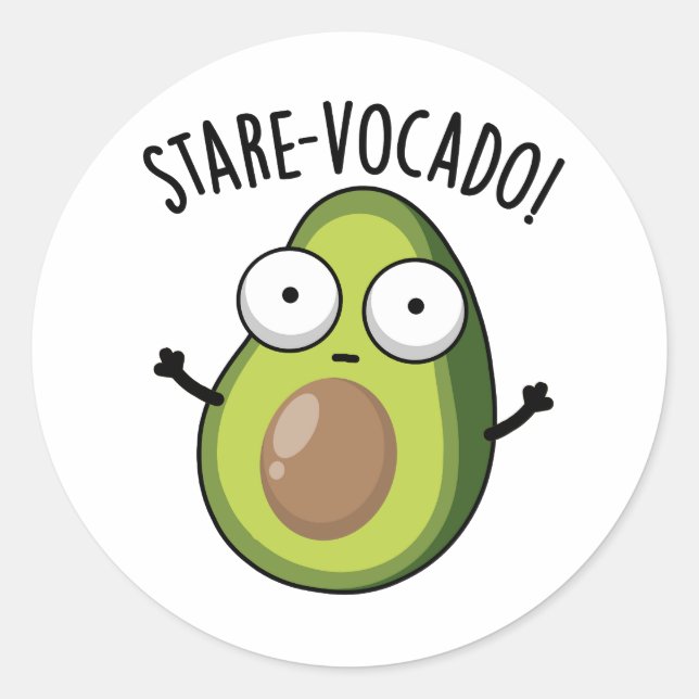 Pegatina Redonda Stare-vocado Funny Aguacate Pun (Anverso)