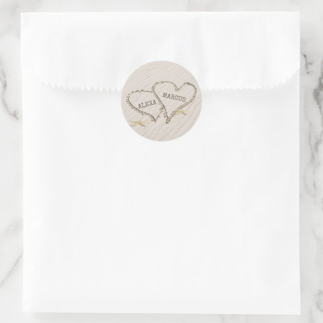Pegatina Redonda Starfish and Beach Hearts with Names (Bolso)