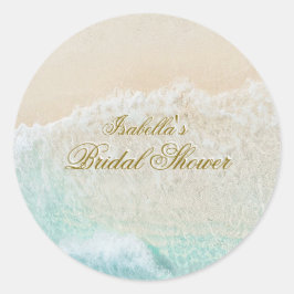 Pegatina Redonda Starfish and Shells Tropical Beach Bridal Shower