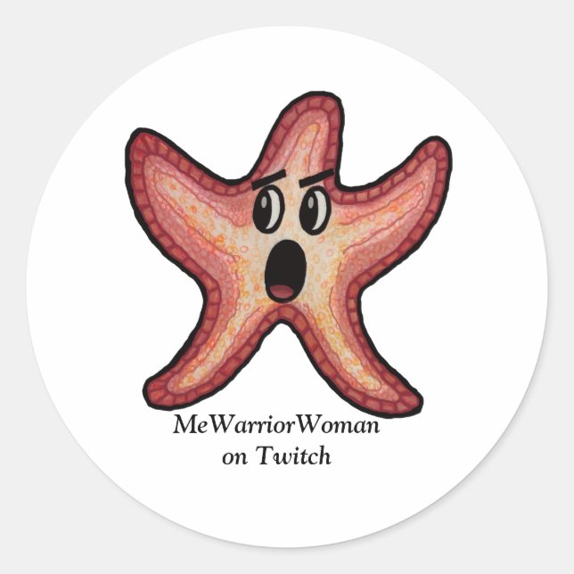 Pegatina Redonda Starfish impactado, MeWarriorWoman en Twitch (Anverso)