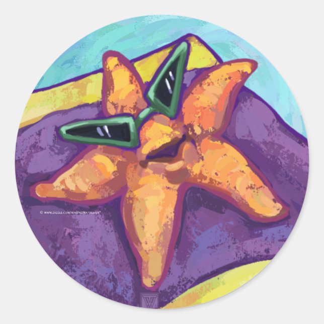 Pegatina Redonda Starfish para tomar el sol (Anverso)