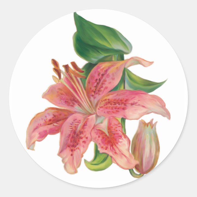 Pegatina Redonda Stargazer Lily (Anverso)