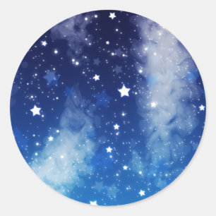 Pegatina Redonda Starry Blue Night Sky