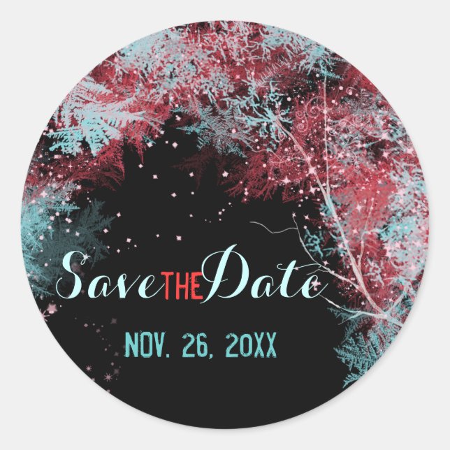 Pegatina Redonda Starry Forest Wedding Save the Date (Anverso)