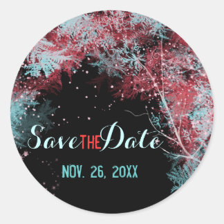 Pegatina Redonda Starry Forest Wedding Save the Date