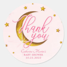 Starry Over The Moon Pink Gold Baby Shower