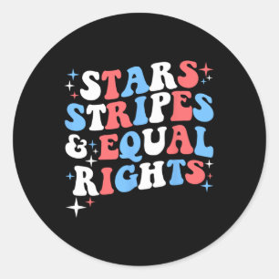 Pegatina Redonda Stars Stripes and Equal Rights 4 de julio