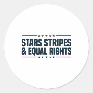 Pegatina Redonda Stars Stripes and Equal Rights 4 de julio