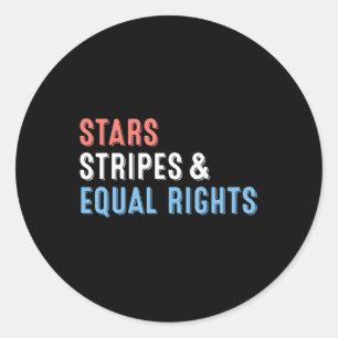 Pegatina Redonda Stars Stripes and Equal Rights 4 de julio