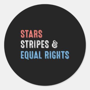 Pegatina Redonda Stars Stripes and Equal Rights 4 de julio