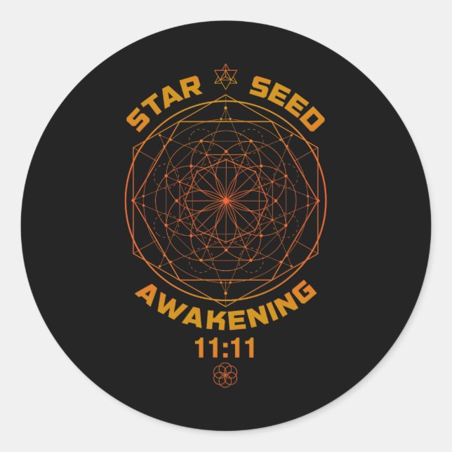 Pegatina Redonda Starseed Awakening 1111 Sacred Geometry  (Anverso)