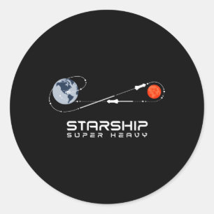 Pegatina Redonda Starship Super Heavy Mars Space Explortor