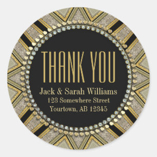 Pegatina Redonda Starzi Art Deco Gold Black Gracias Pegatinas redon