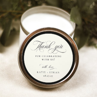 Pegatina Redonda STATELY CALLIGRAPHY Wedding Thank You