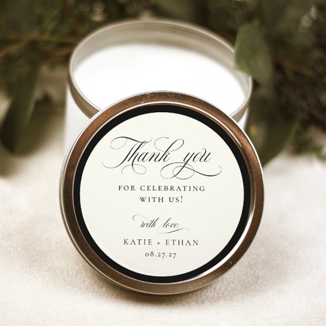 Pegatina Redonda STATELY CALLIGRAPHY Wedding Thank You (Subido por el creador)