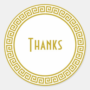 Pegatina Redonda Stationery personalizada de la clave griega de oro