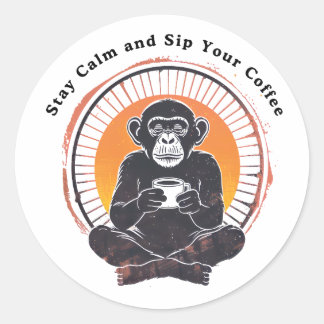 Pegatina Redonda Stay Calm and Sip Your Coffee Design
