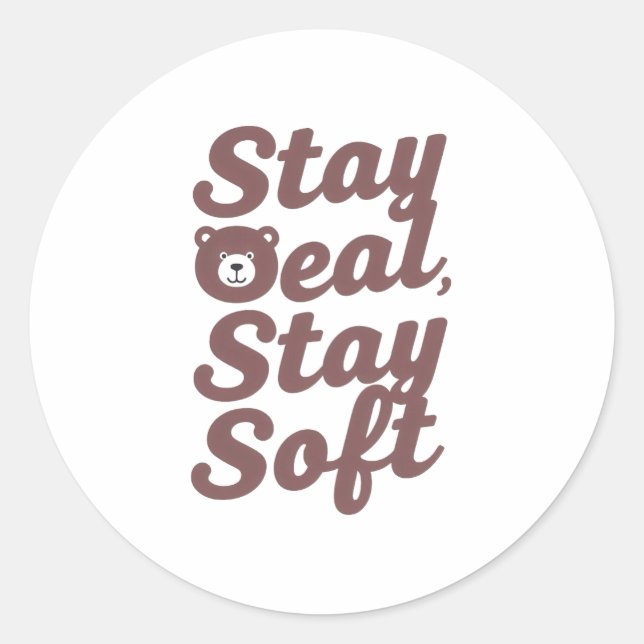 Pegatina Redonda "Stay Cozy Stay Kind" with Cute Bear (Anverso)