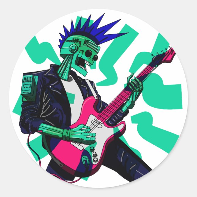 Pegatina Redonda Stay Electric (Anverso)