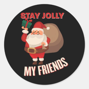 Pegatina Redonda Stay Jolly Mis Amigos Navidades Guay Holiday Costu
