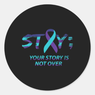 Pegatina Redonda Stay Semicolon Suicide Awareness Mental Health 