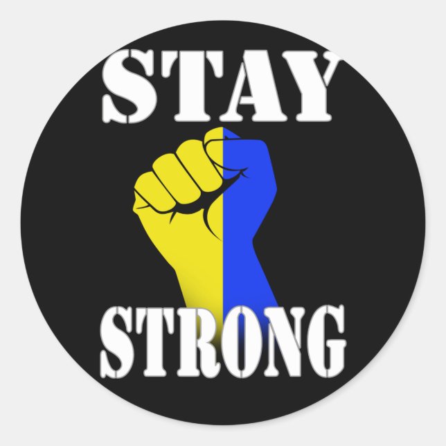 Pegatina Redonda Stay Strong - Ukraine  (Anverso)