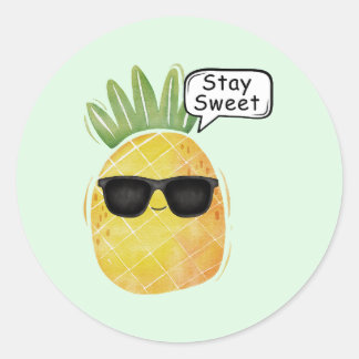 Pegatina Redonda Stay Sweet Pineapple Personalizado Fun