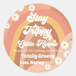 Pegatina Redonda Stay Trippy Little Hippie Retro Groovy Gracias