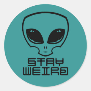 Pegatina Redonda Stay Weird Alien Head