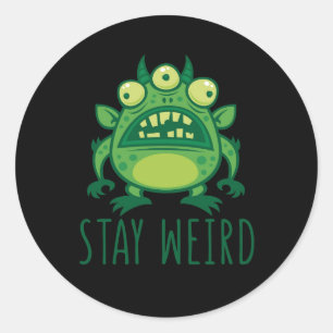 Pegatina Redonda Stay Weird Alien Monster