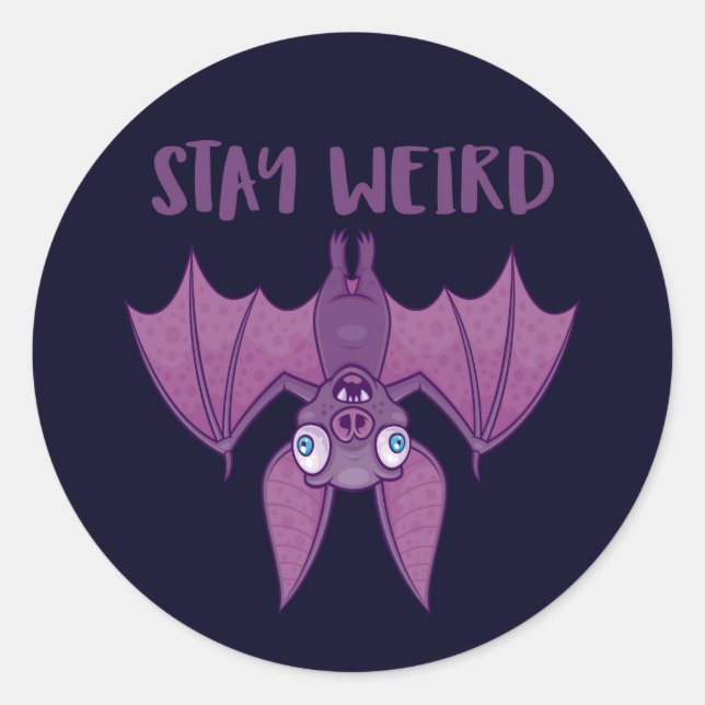Pegatina Redonda Stay Weird Personalizado Bat (Anverso)