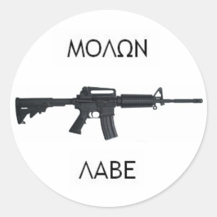 Pegatina Redonda Stcker de AR15 Molon Labe