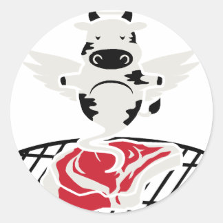 Pegatina Redonda Steak Angel