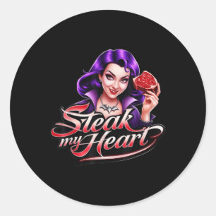 Pegatina Redonda Steak My Heart