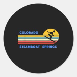Pegatina Redonda Steamboat Springs Colorado Esquí Esquiador Esquí V