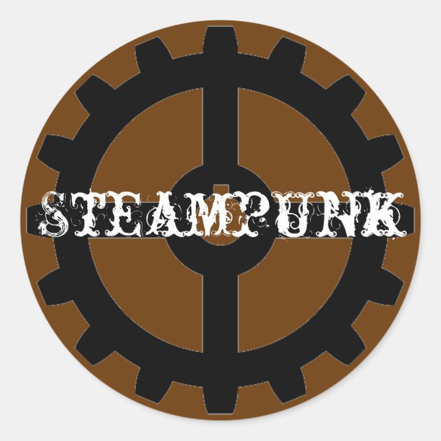 Pegatina Redonda Steampunk (Anverso)