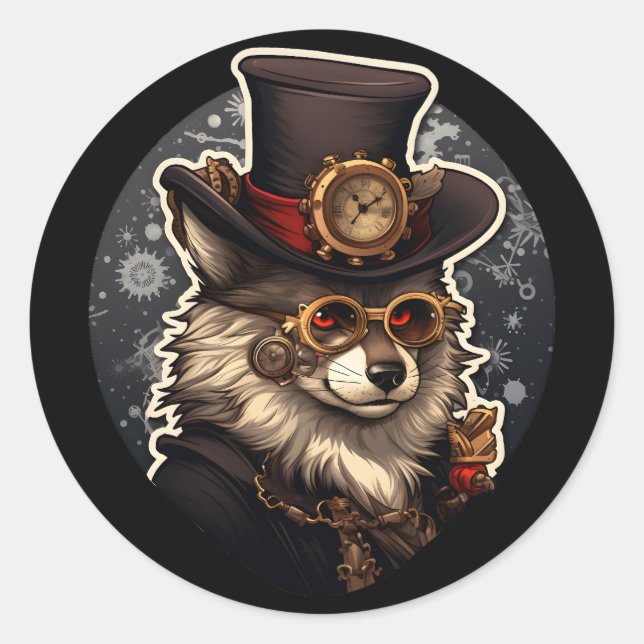 Pegatina Redonda Steampunk (Anverso)