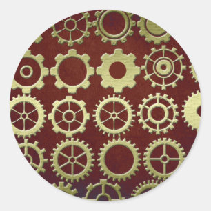 Pegatina Redonda Steampunk Cogs and Gears Art