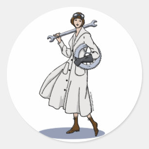 Pegatina Redonda Steampunk Engineer