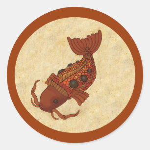 Pegatina Redonda Steampunk Koi