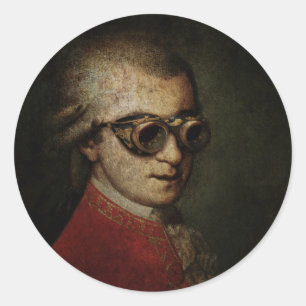 Pegatina Redonda Steampunk Mozart