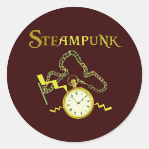 Pegatina Redonda Steampunk Pocketwatch
