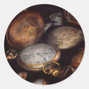 Pegatina Redonda Steampunk - Reloj - Tiempo usado