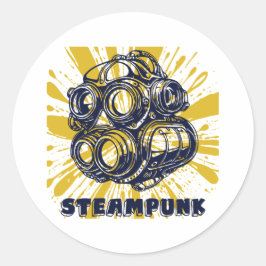 Pegatina Redonda Steampunk Stickers – Vintage Art Sticker